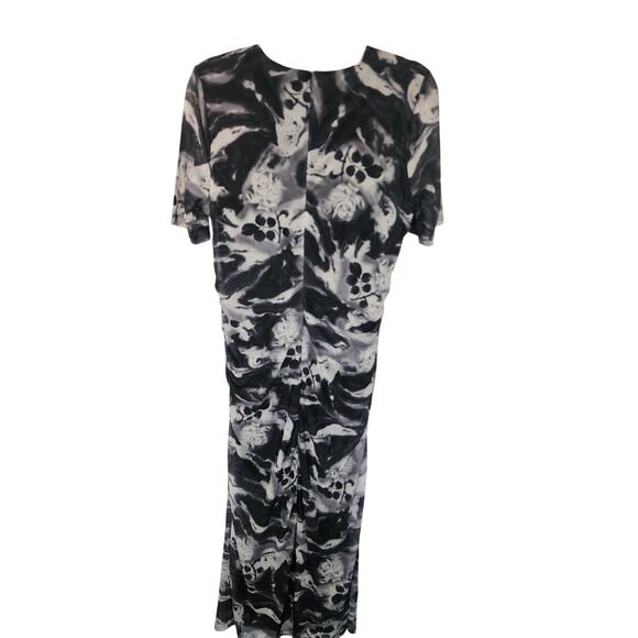 GANNI Gathered Mesh Black & White Dress Sz 44 - Picture 8 of 9